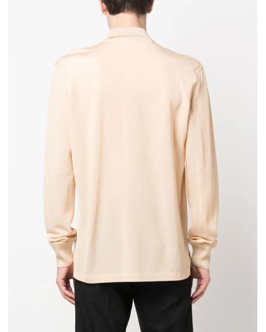 Tom Ford Natural Piqué Long-Sleeve Polo Shirt for men