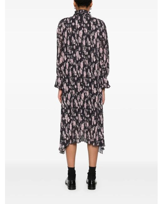 Ganni White Flora-Printed Georgette Dress