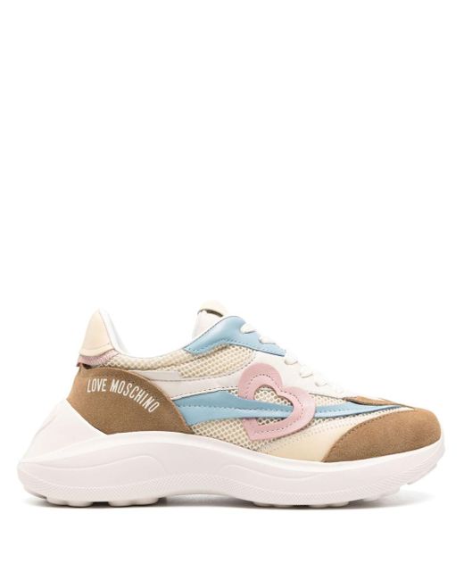 Love Moschino White Heart-patch Chunky Sneakers