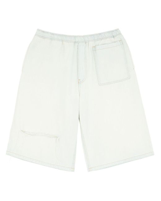 MM6 by Maison Martin Margiela White Denim Shorts With Elastic Waistband for men