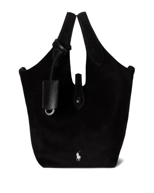 Polo Ralph Lauren Black Polo Play Suede Satchel Bag
