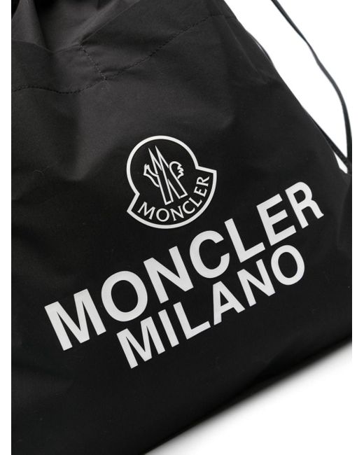 Moncler Black Cotton Tote Bag With Drawstring Aq for men