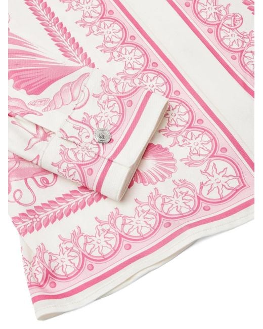 Versace Pink Underwater Barocco Print Silk Shirt