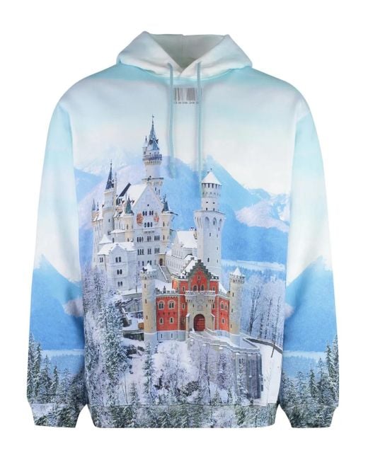 Vetements Blue Neuschwanstein Winter Cotton Hoodie for men