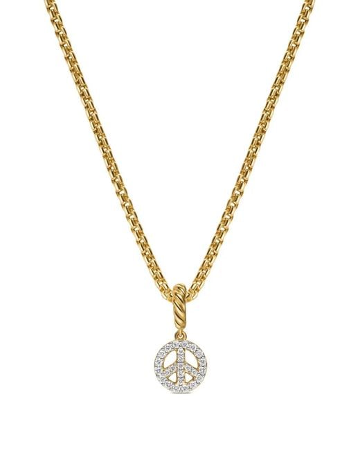 David Yurman Metallic 18K Micro Pavé Peace Sign Diamond Necklace
