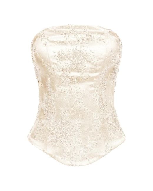 ALEXIA & ANTONIA White Embellished Lace Top