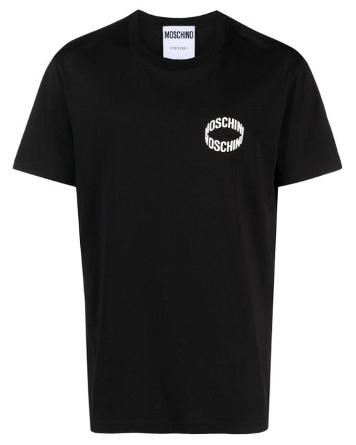 Camiseta con aplique del logo Moschino de hombre de color Black