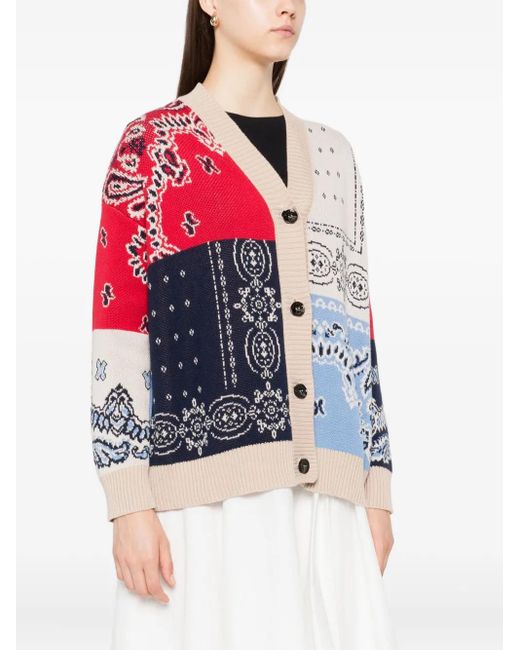 Weekend by Maxmara Red Paisley-Pattern Cardigan