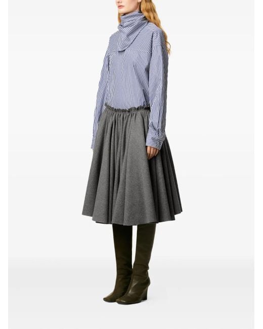 AMI Gray Corolla Wool Midi Skirt