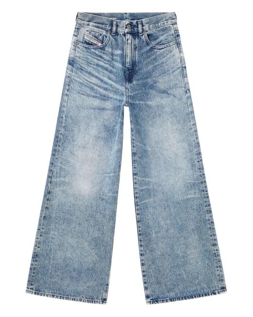 DIESEL Blue Straight-Cut Classic Denim Jeans With Subtle Stitc