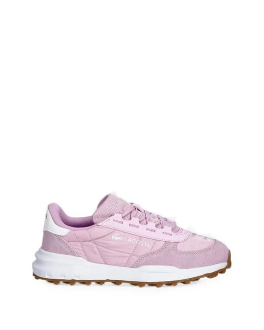 Lacoste Pink Elite Active Evo Quilted-Effect Suede-Trim Sneakers
