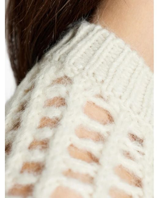 AllSaints White Suniva Open-Stitch Sweater