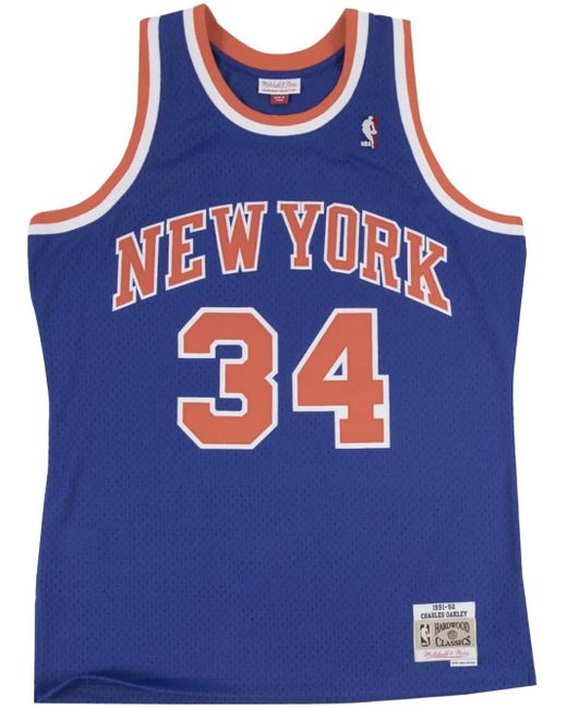 Mitchell & Ness Blue "Nba Knicks 91 Charles Oakley" Basketball Jersey for men