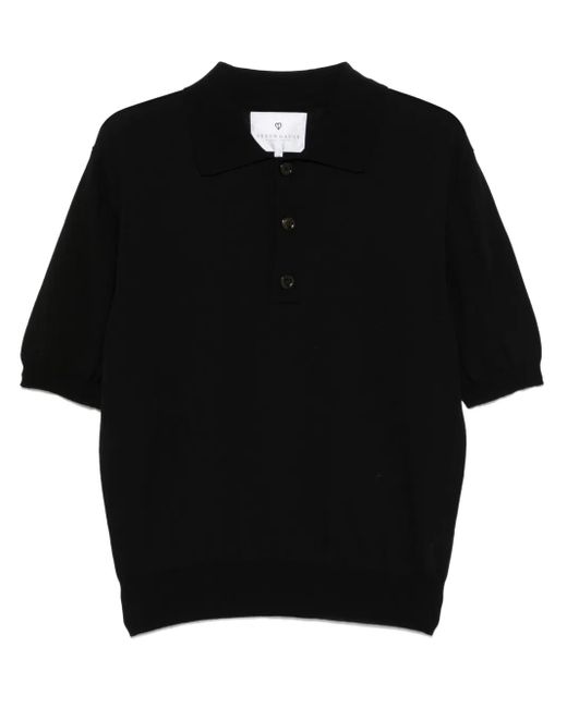 Seven Gauge Black Crepe Polo Shirt
