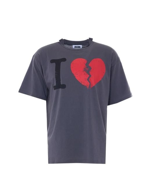 Magliano Blue Graphic-Print Distressed T-Shirt for men