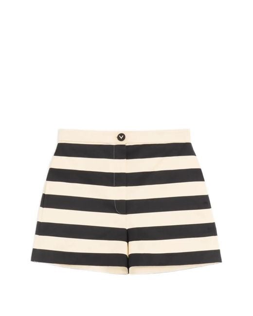 Valentino Garavani Black Short En Satin De Coton À Rayures Maxi Barré