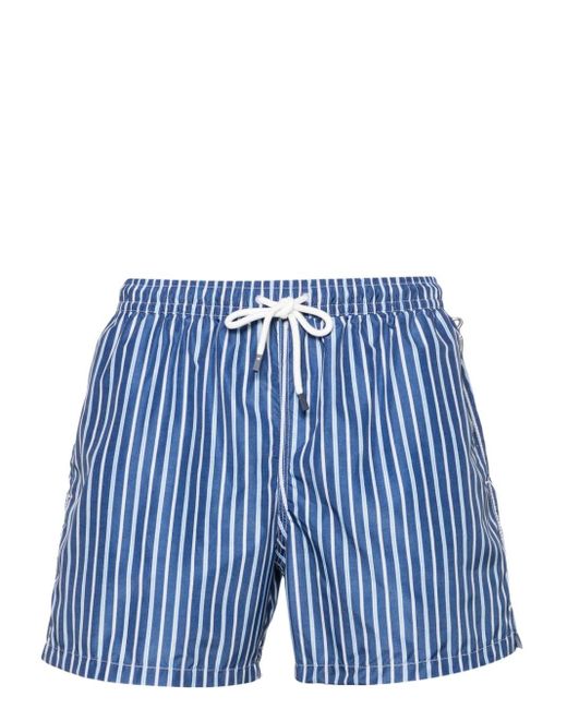 Fedeli Blue Madeira Striped Swim Shorts for men