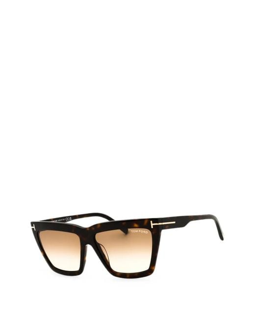 Tom Ford Black Tortoiseshell-Effect Rectangle-Frame Sunglasses