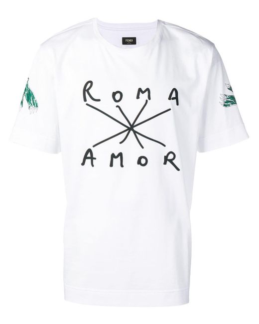 Camiseta Roma Amor Fendi de hombre de color White