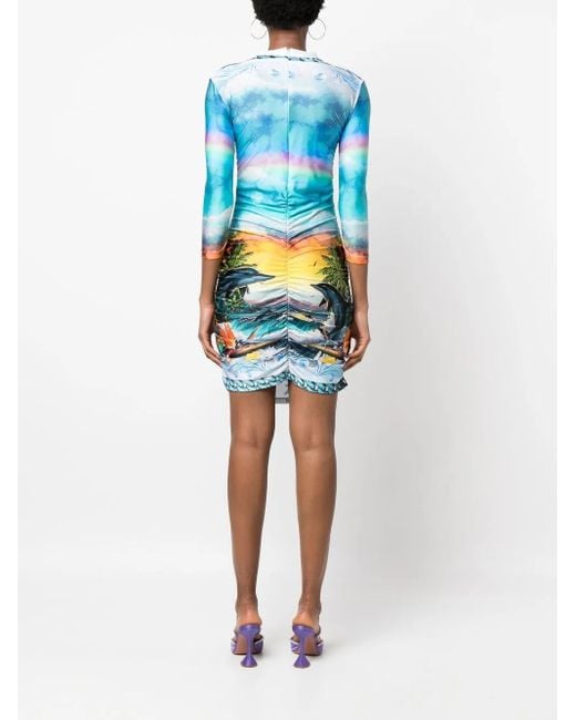 Philipp Plein Blue Mini Dress