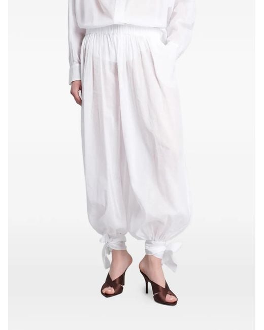 ANDAMANE White Noor Tie-Fastening Elasticated-Waist Trousers