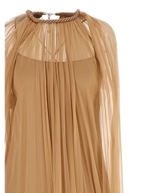 Alberta Ferretti Natural Chiffon Maxi Dress