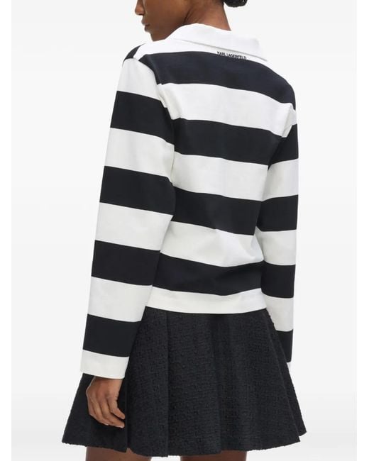 Karl Lagerfeld Black Ikonik Striped Long-Sleeve T-Shirt