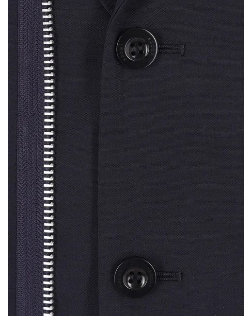 Sacai Blue Zip-Detail Button Jacket for men