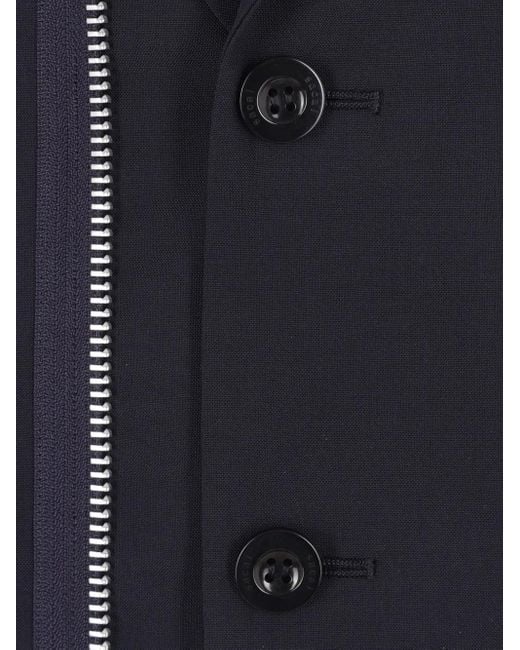 Sacai Blue Zip-Detail Button Jacket for men
