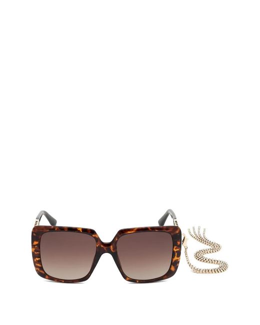 Guess Brown Tortoiseshell-Effect Square-Frame Sunglasses