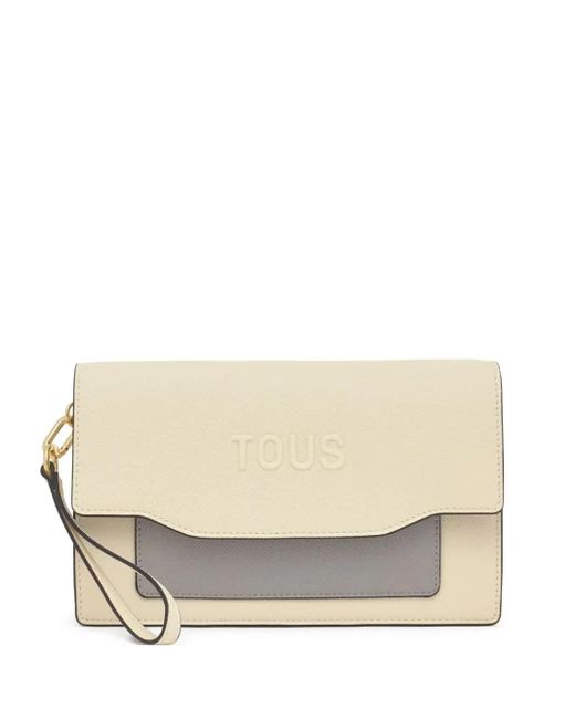 Tous Natural Logo-Embossed Two-Tone Clutch Bag