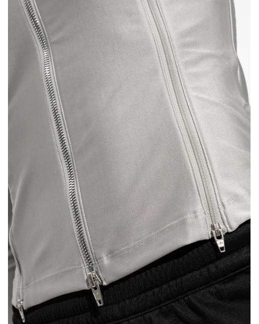 Adidas Gray Logo-Print Zip-Up Sweatshirt