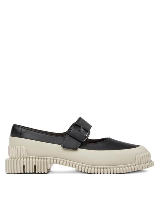Camper Black Pix Buckled Leather Ballet Flats