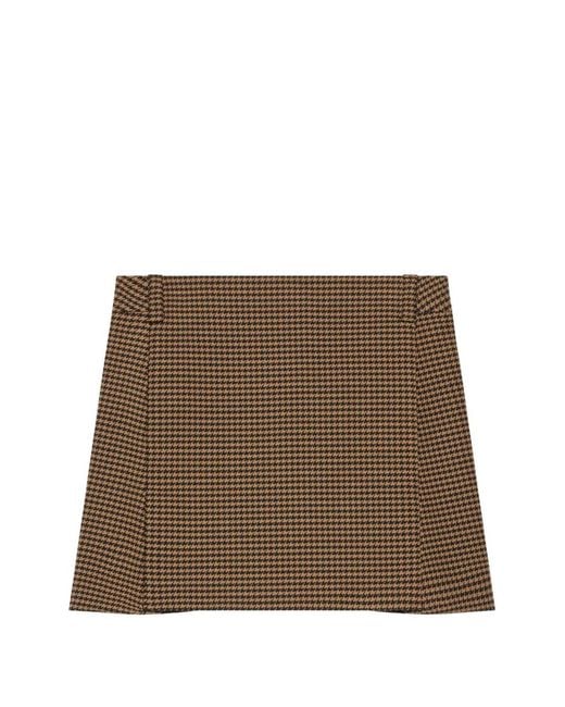 Courreges Brown Houndstooth-Pattern Mini Skirt