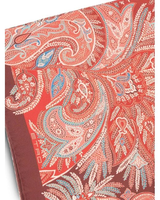 Etro Pink Paisley-Print Silk Scarf