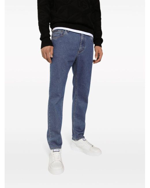 Dolce & Gabbana Blue Stretch-fit Slim-cut Jeans for men