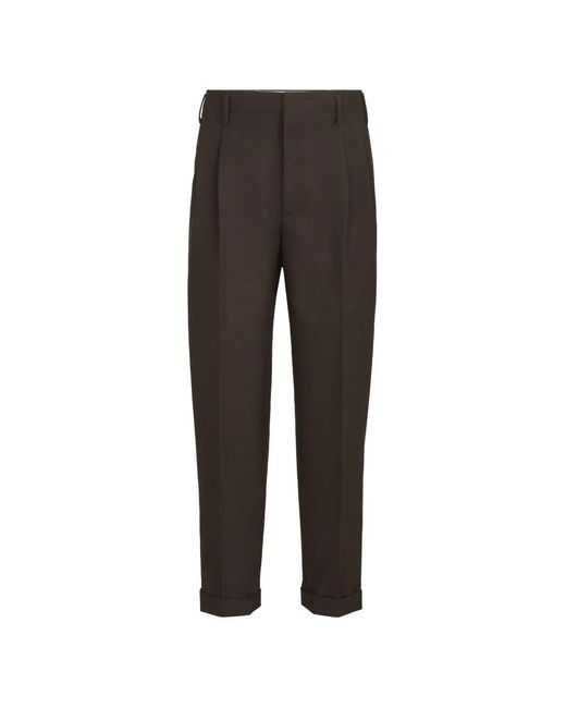 Brunello Cucinelli Gray Virgin-Wool Diagonal Trousers With Double Pleats for men
