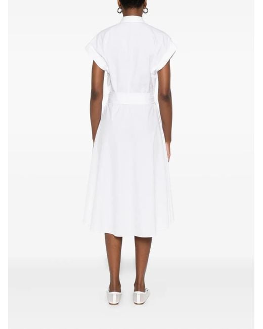 Kiton White Button-Down Belted Shirt Day Dress