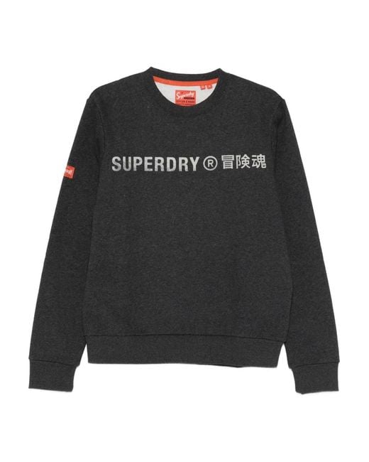 Superdry Black Logo-Print Crew-Neck Sweatshirt for men