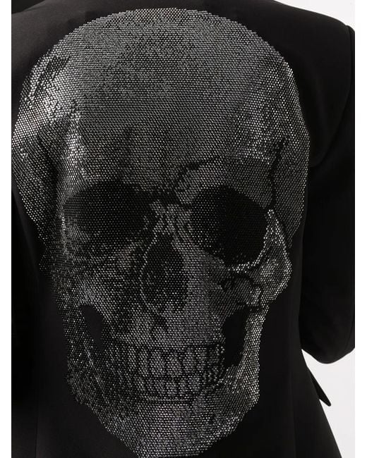 Philipp Plein Black Crystal Skull Embellished Blazer