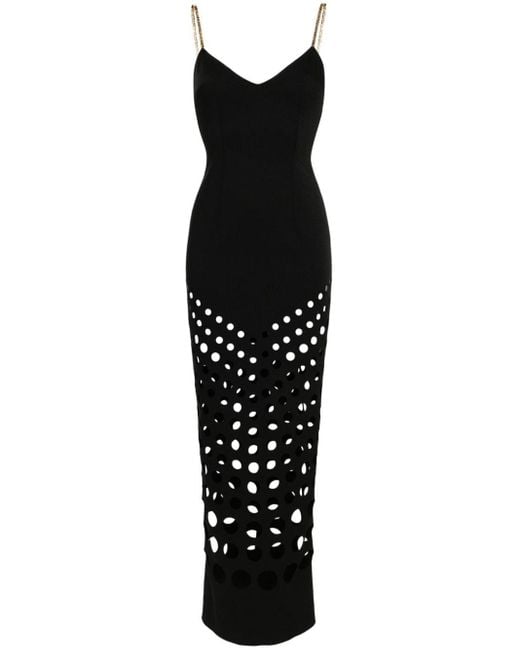 Nissa Black Cut-out Crepe Maxi Dress
