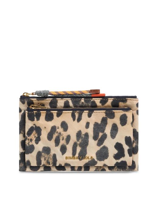 Bimba Y Lola Gray Leopard-Print Wallet