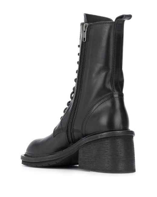 black high heel combat boot
