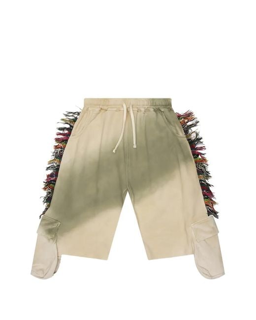 Alchemist White Victory Fringed-Trim Cargo Shorts for men
