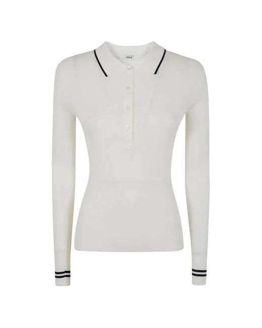 Aspesi White Ribbed Polo Shirt