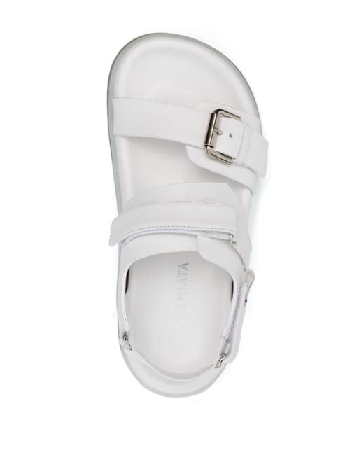 Premiata White Buckle-detail Leather Sandals