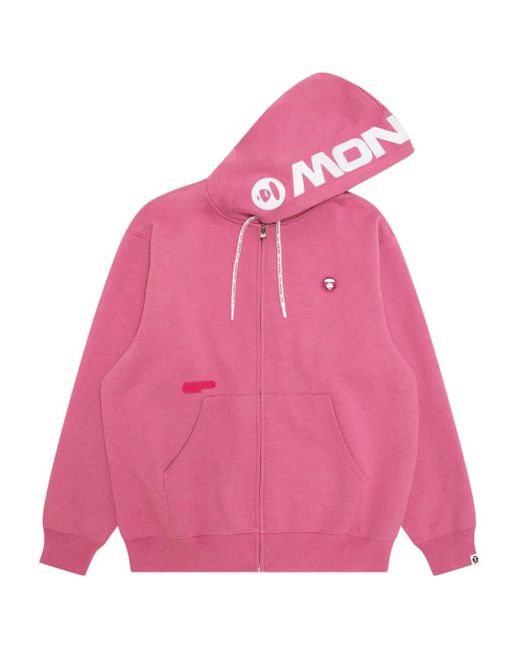 Aape By A Bathing Ape Pink Logo-Detail Zip-Up Hoodie for men