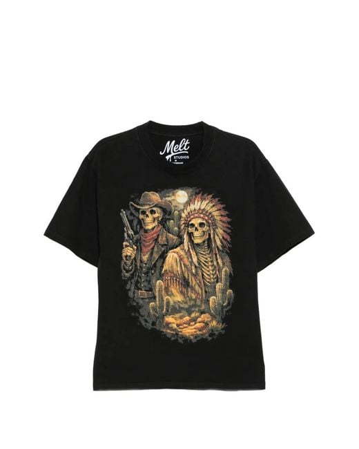 Melt Black Graphic-Print T-Shirt for men