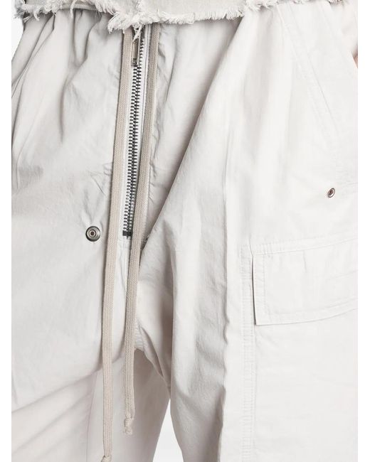 Rick Owens White Bela Drawstring-Waist Cargo Pants