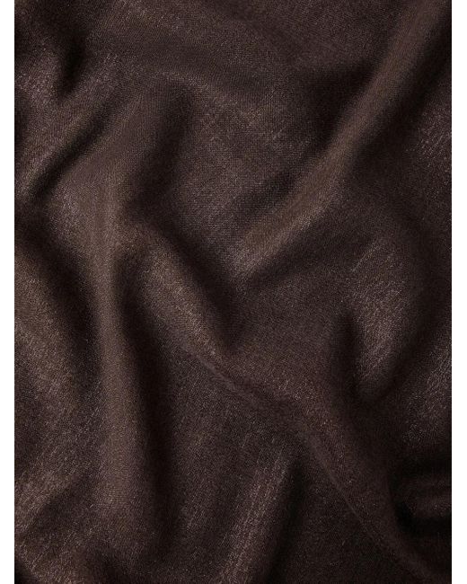 Brunello Cucinelli Brown Frayed-Edge Scarf